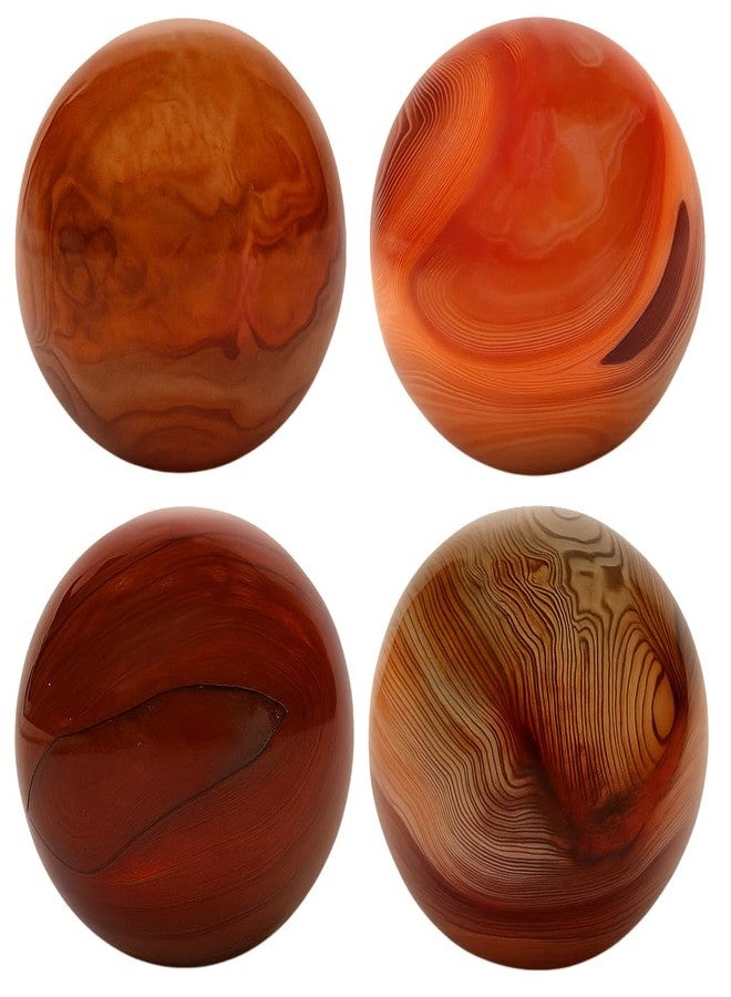 KH866 4pcs Silk Agate Banded Balls Sphere Crystal Natural Worry Stone Carnelian Real Quartz Gemstone Polished Palm Tumbled Gems Reiki Chakra Healing Energy Anxiety Stress Relief Fengshui Dia 35MM/1.38'' - Image 1